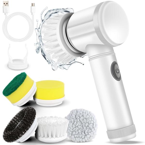 Quality Sponge Style 5 in 1 Electric Cleaning Brush for Bathroom Bathtub and Dishwashing for sale