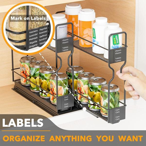 Quality Customized Logo Kitchen Spice Bottle Jars 2 Layers Slide Storage Rack for Home for sale