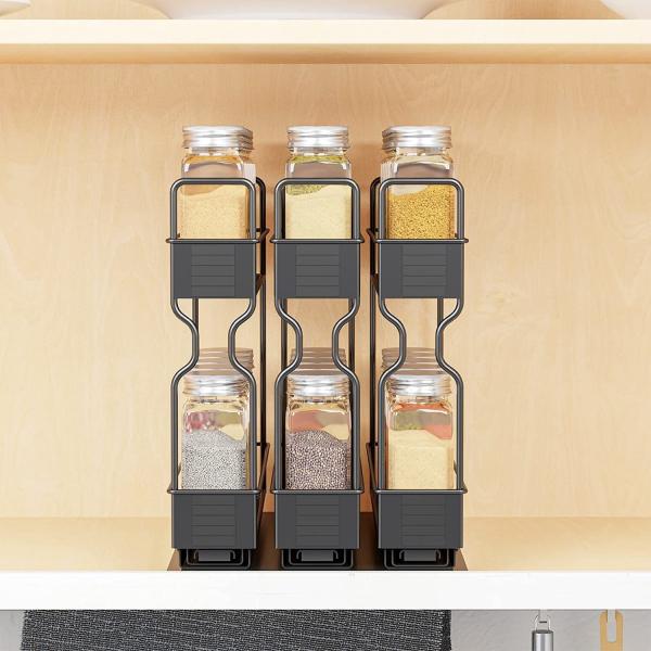 Quality Customized Logo Kitchen Spice Bottle Jars 2 Layers Slide Storage Rack for Home for sale