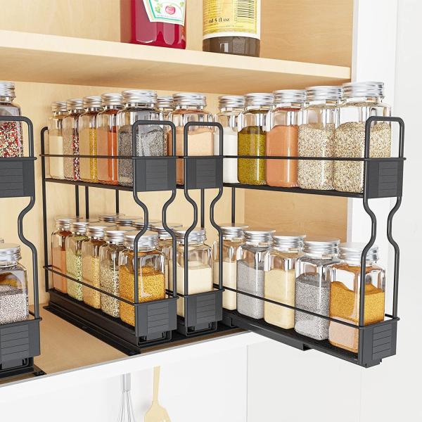 Quality Customized Logo Kitchen Spice Bottle Jars 2 Layers Slide Storage Rack for Home for sale