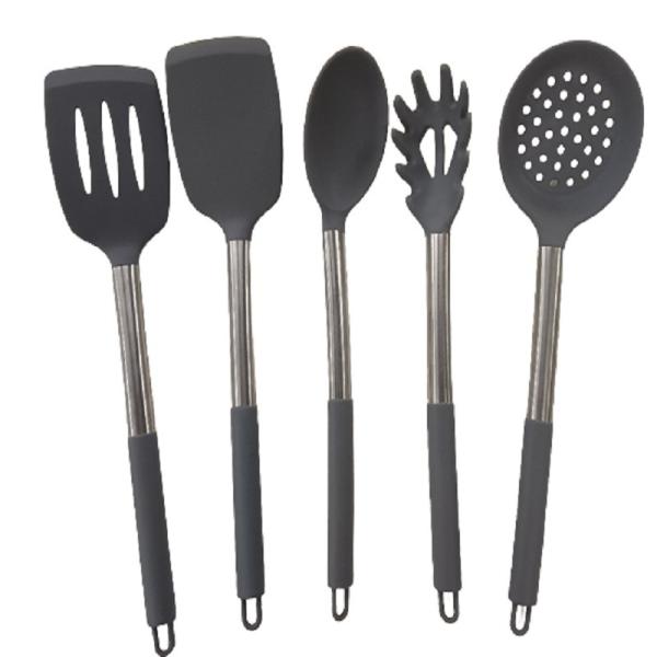 Quality Cooking Essentials Non-Stick Spatula and Leaking Spoon Set with Stainless Steel for sale