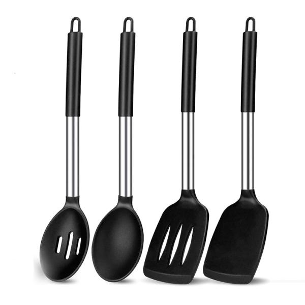 Quality Cooking Essentials Non-Stick Spatula and Leaking Spoon Set with Stainless Steel for sale