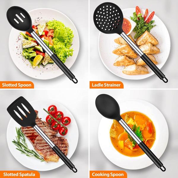 Quality Cooking Essentials Non-Stick Spatula and Leaking Spoon Set with Stainless Steel for sale