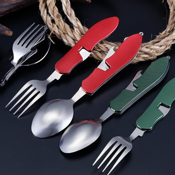 Quality Foldable Camping Utensil Set Stainless Steel Spoon Fork Knife for Outdoor for sale