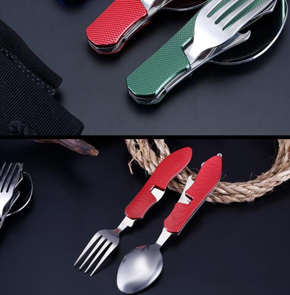 Quality Foldable Camping Utensil Set Stainless Steel Spoon Fork Knife for Outdoor for sale