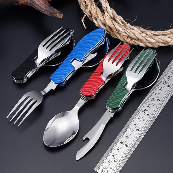 Quality Foldable Camping Utensil Set Stainless Steel Spoon Fork Knife for Outdoor for sale