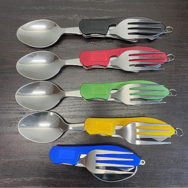 Quality Foldable Camping Utensil Set Stainless Steel Spoon Fork Knife for Outdoor for sale