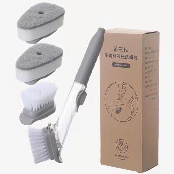 Quality 3 Replaceable Cleaning Heads Soap Dispensing Sponge PP TPR Bristle Dish Washing for sale