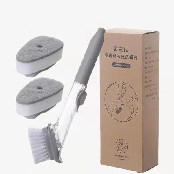 Quality 3 Replaceable Cleaning Heads Soap Dispensing Sponge PP TPR Bristle Dish Washing for sale