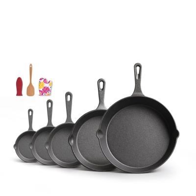 Quality Cast Iron Frying Pan 9-30cm Pre-seasoned Skillet for Both Indoor Outdoor Cooking for sale