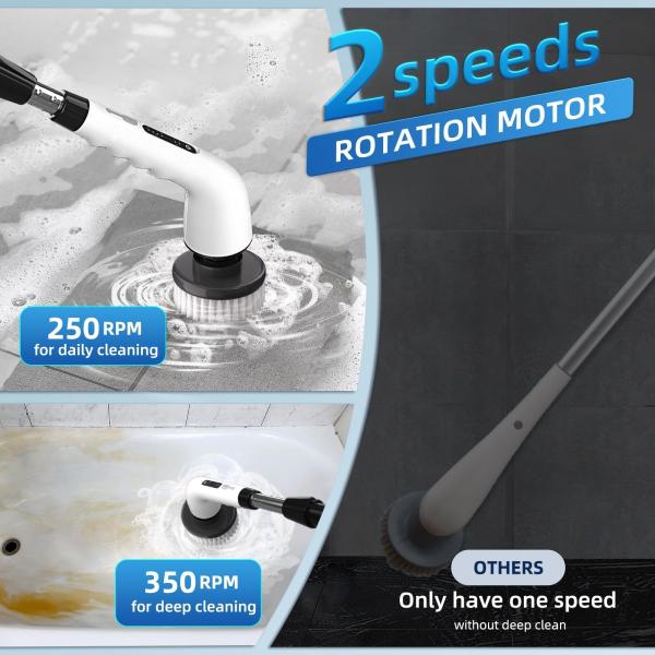 Quality 9 Replaceable Brush Heads Electric Spin Scrubber with Adjustable Detachable for sale