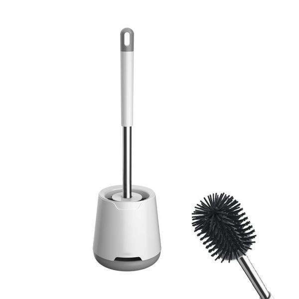 Quality TPR Round Plastic Cleaning Brush Toilet Brush Holder Set for Superior Bathroom for sale