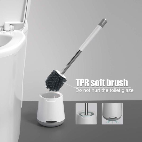 Quality TPR Round Plastic Cleaning Brush Toilet Brush Holder Set for Superior Bathroom for sale