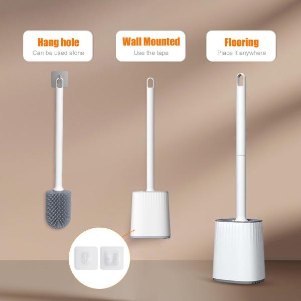 Quality TPR Round Plastic Cleaning Brush Toilet Brush Holder Set for Superior Bathroom for sale