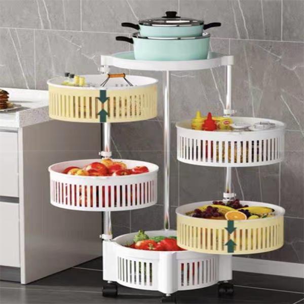 Quality Multifunctional Design PP Material Metal Rotating Kitchen Shelf Rack for Home Storage for sale