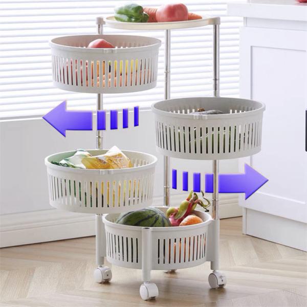 Quality Multifunctional Design PP Material Metal Rotating Kitchen Shelf Rack for Home for sale