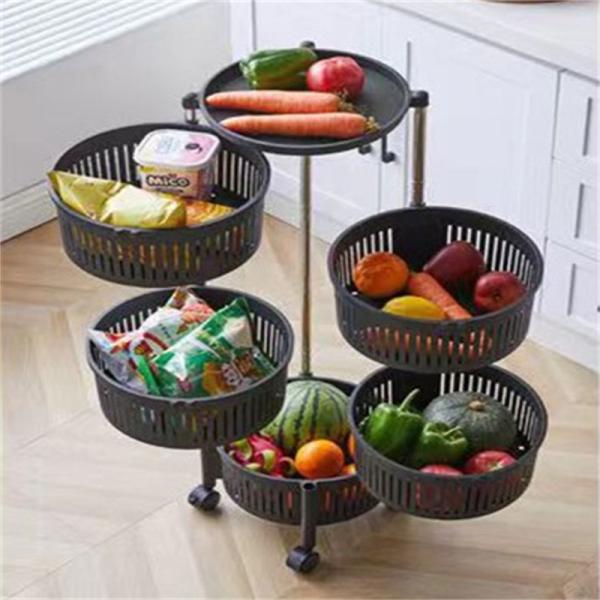 Quality Multifunctional Design PP Material Metal Rotating Kitchen Shelf Rack for Home for sale