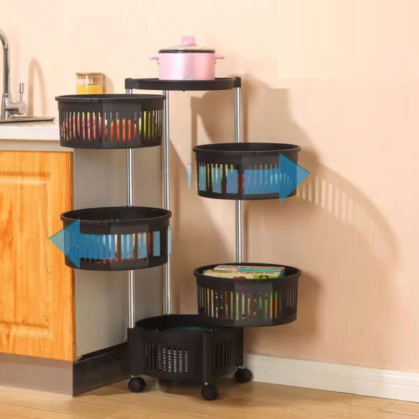 Quality Multifunctional Design PP Material Metal Rotating Kitchen Shelf Rack for Home for sale