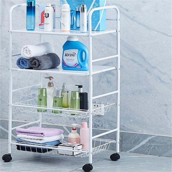 Quality Carbon Steel Three Tier Movable Rotating Storage Trolley Shelf for Kitchen for sale