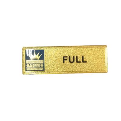 China Custom golden metal engraving pin business name tags with worker name position for company shop nurse teacher for sale