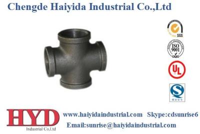 China Cross black malleable iron pipe fitting cast iron UL factory for sale