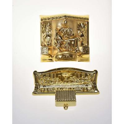 China Gold Color Luxury Coffin Casket Handles 9# Last Supper Design For Metal Casket for sale