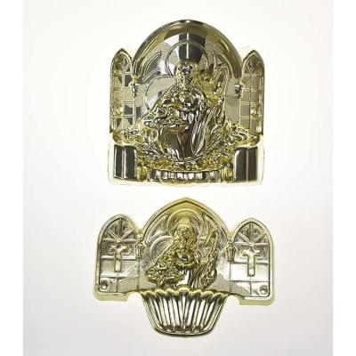 China Luxury Design Coffin Ornaments / Coffin Corner ABS Material With Steel Bar Handle for sale