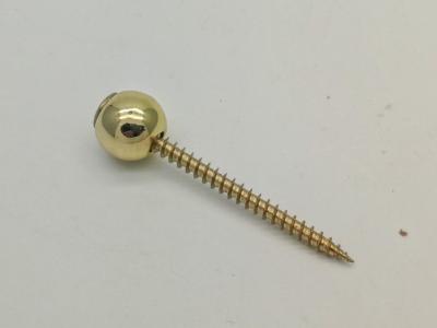 China Round Ball Design Coffin Screws ZD05B In Gold Plating Zamak Material for sale