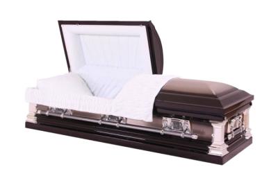 China 18 Gauge Metal Casket MC04 Stainless Steel Coffin With Natural Brushed Ebony Finish for sale