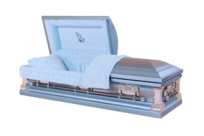 China Stainless Steel Coffin , 18 Gauge Caskets With Natural Brushed Highland Blue Finish for sale