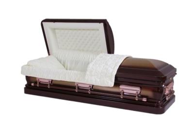 China Almond Velvet Interior Stainless Steel Casket MC08 18 Gauge For Funeral Products for sale