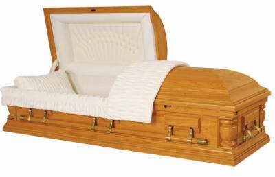 China Velvet Interior Funeral Caskets SWC02 Oak Material Eco Friendly Coffins For Cremation for sale