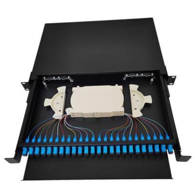 China 1U SC Fiber Patch Panel 24 Port Pull Out Optical Cable Terminal Box for sale