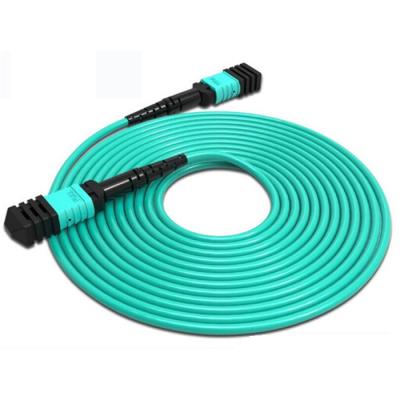 China MPO To MPO 8 Core Fiber Optic Cable Fiber Optic Jumper OM3 Green PVC for sale