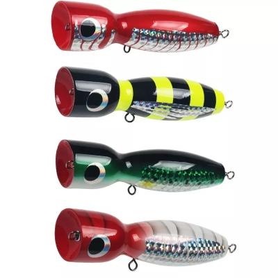 China 175mm Wood Popper Lure 120g Topwater Fishing Lure GT Tuna Popper for sale