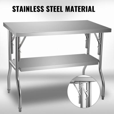 China Commercial Stainless Steel Worktable 48 X 24 Inch Stainless Steel Folding Table for sale