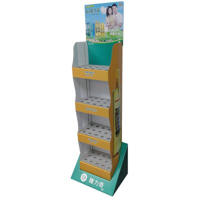 China Store Floral water retail POP cardboard displays shelf with holes for sale