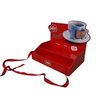 China Red color small size pop up cardboard counter display for biscuit promotion for sale