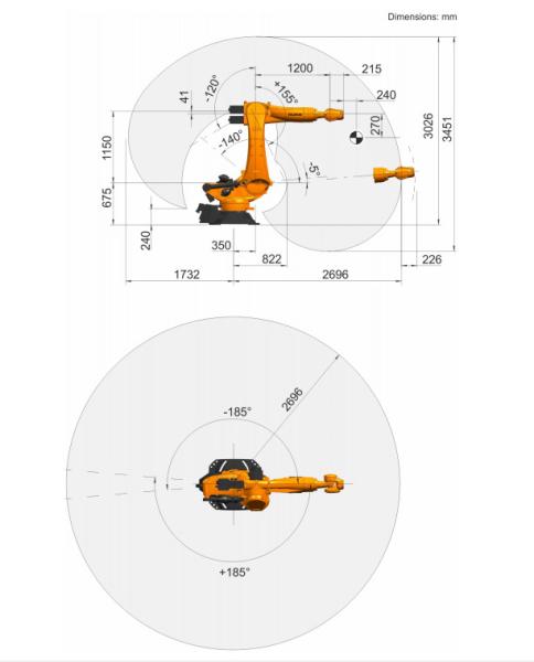 Quality 6 Axes Arm Robot Industrial KR 150 R2700 Extra Use For Handling, Palletizing for sale