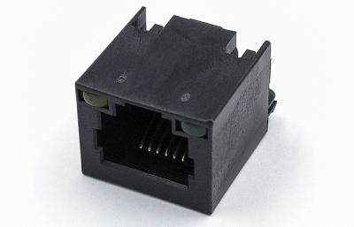 Chine Connecteur de bâti de la carte PCB Rj11 avec de LED d'oreille d'étiquette le degré 6p6c 180 TM52T511SX111 vers le bas à vendre