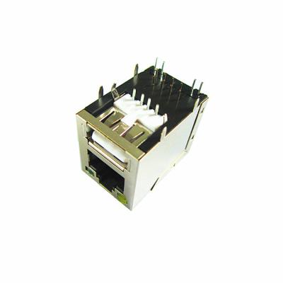 China Solo puerto USB 2,0 RJ45 Jack modular protegido con LED TMRJUSB1EX111 en venta