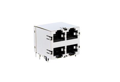 China Rj45 Ethernet Connector Metal Shielded 2X2 CAT 5 Without Led TM59B822T1X11 for sale