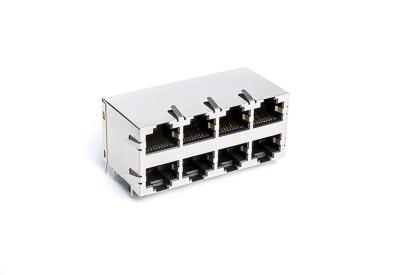 China Cat3 Cat5 Rj45 Dual Connector Shielded Magnetics Stack Jack Tm59b824t2x12 for sale