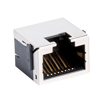 China Copper Alloy Shield Rj45 Connector With Panel Stop Tab Up 8P8C SMT for sale