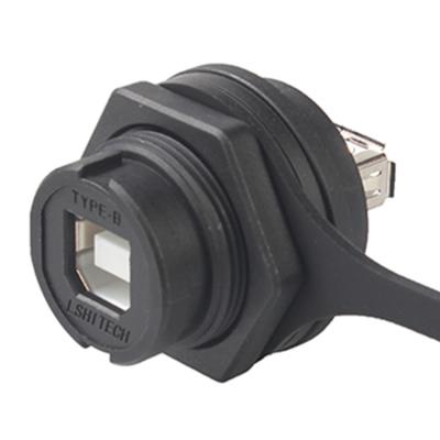 China USB 2.0 Type A To USB Type B RJ45 Waterproof Coupler Panel Mount for sale