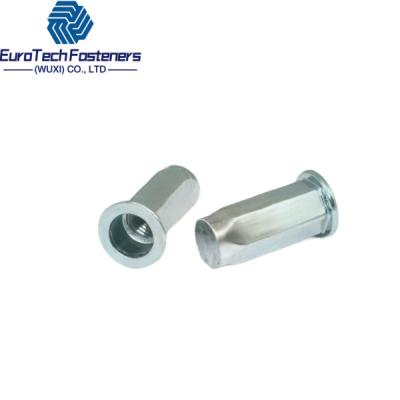 China M4 M6 Hex Blind Rivet Nut Flat Head Open Rivet Nut Full Hex Closed End Stainless Steel for sale