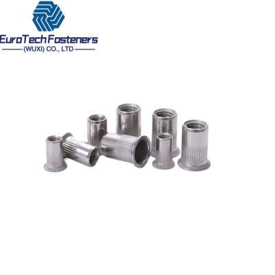 China A2-70 A4-80 Flat Head Round Body Knurled Rivet Nut Stainless Steel Rivet Nut Pressure for sale