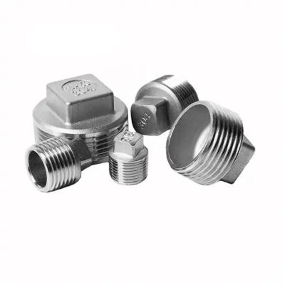 China ISO9001 Screwed Pipe Fittings SS 304 316 Connector Thread Square Plug Head for sale