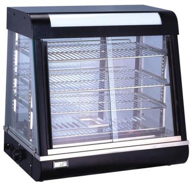 China Black 4 Shelves Food Display Showcase / Tempered Glass Food Warmer Display Case for sale