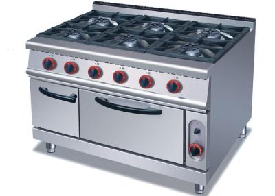 China Commercial Cooking Lines , Free Standing 4 / 6 American Burners Gas Range With Oven for sale